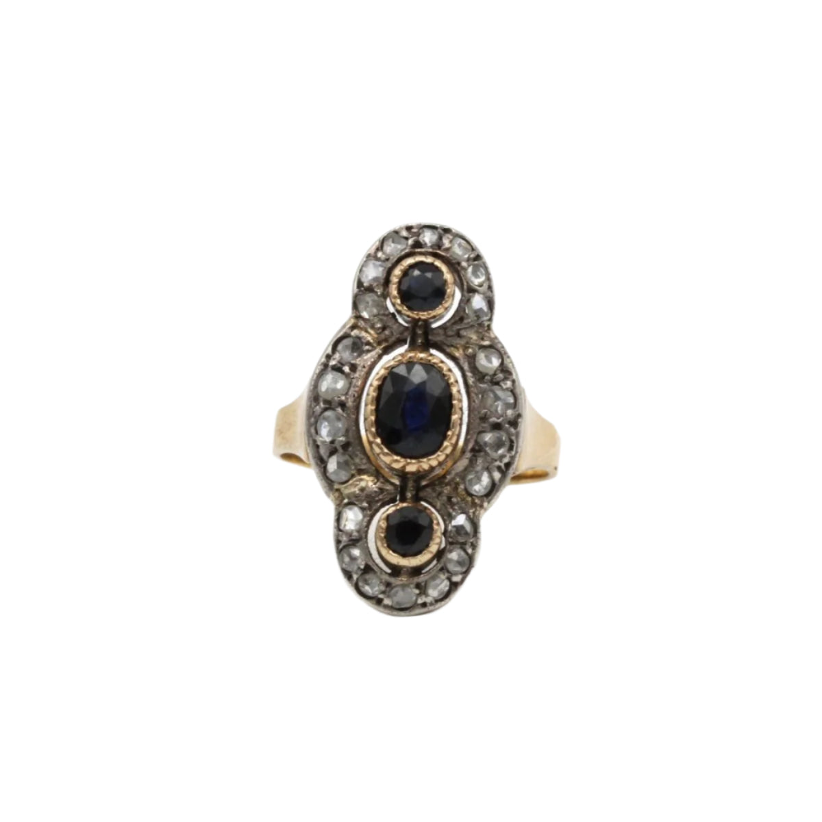 Bague - Or jaune, argent, saphirs et diamants - Castafiore