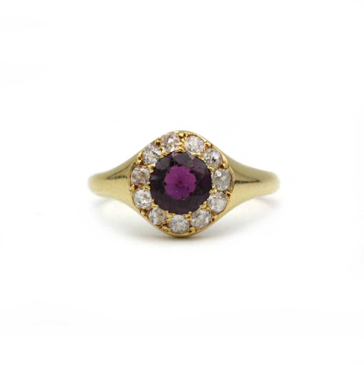 Bague - Or jaune, Diamants & Grenat - Castafiore