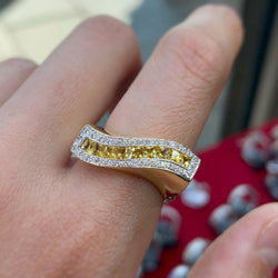 Bague - Or jaune, Diamants & Saphirs Jaunes - Castafiore