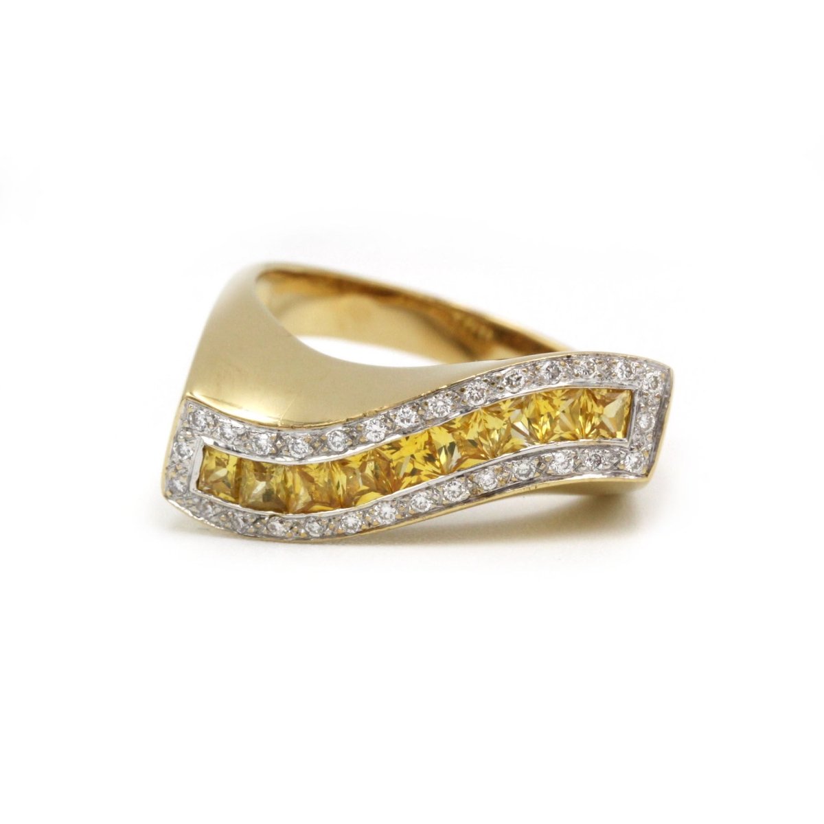 Bague - Or jaune, Diamants & Saphirs Jaunes - Castafiore