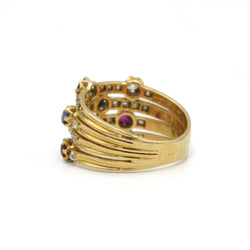 Bague - Or jaune, diamants, saphirs, rubis, émeraudes - Castafiore
