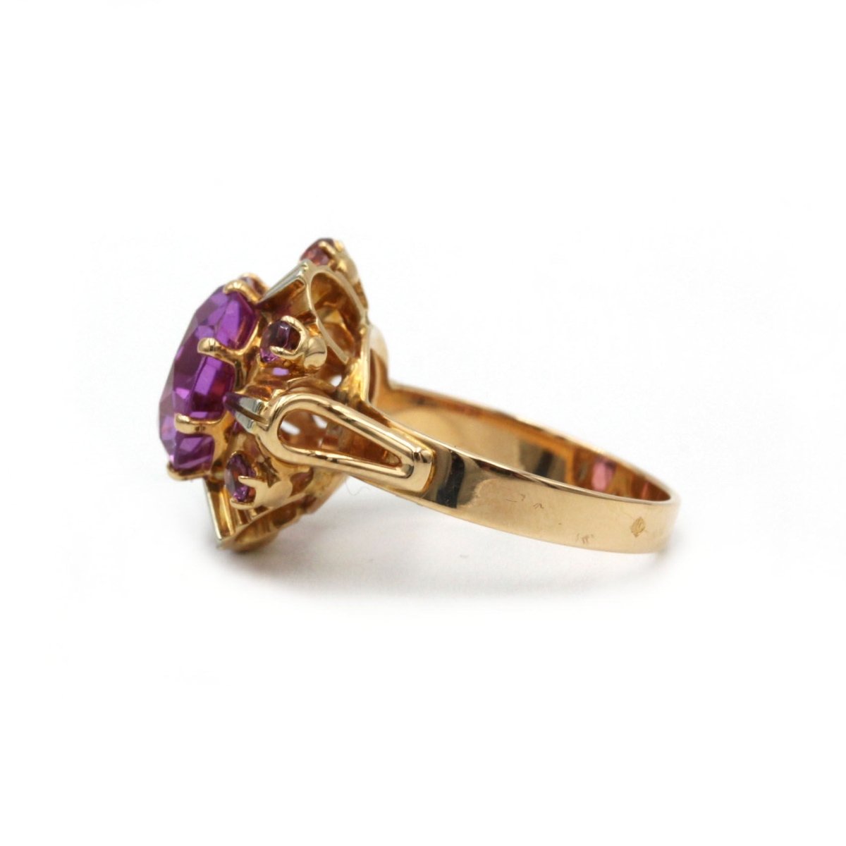 Bague - Or jaune et blanc et améthystes - Castafiore