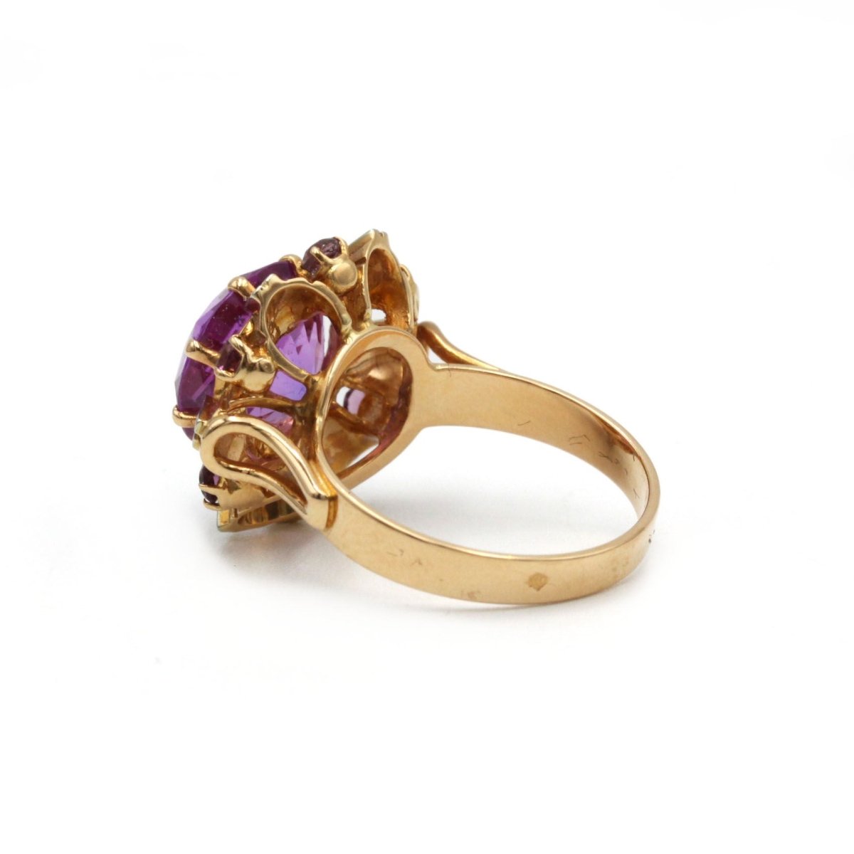 Bague - Or jaune et blanc et améthystes - Castafiore