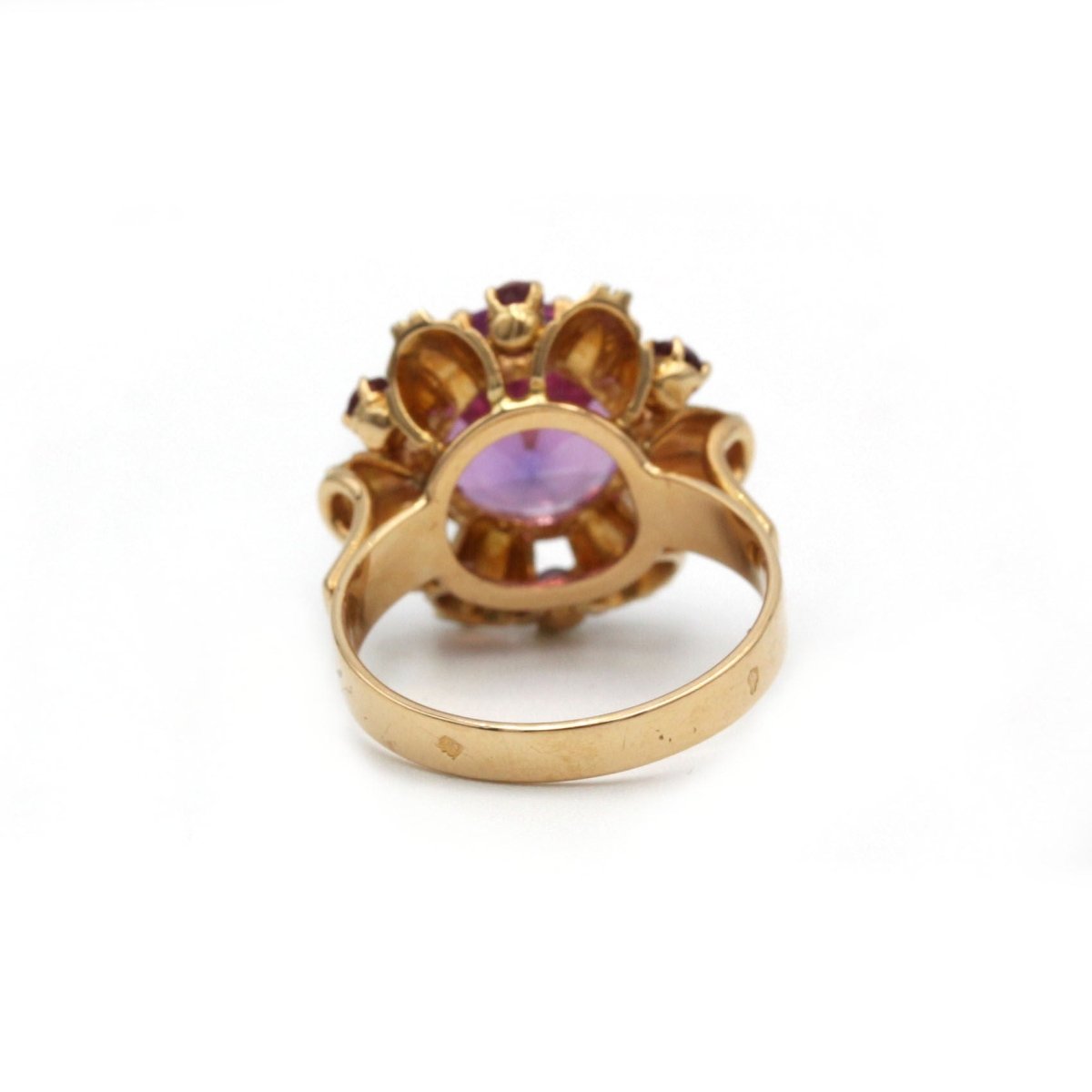 Bague - Or jaune et blanc et améthystes - Castafiore