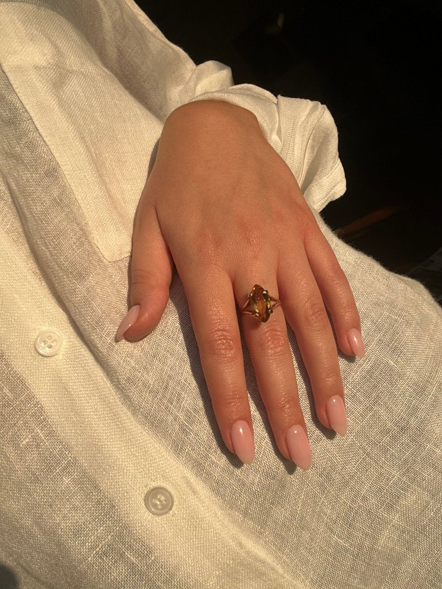 Bague - Or jaune et citrine - Castafiore