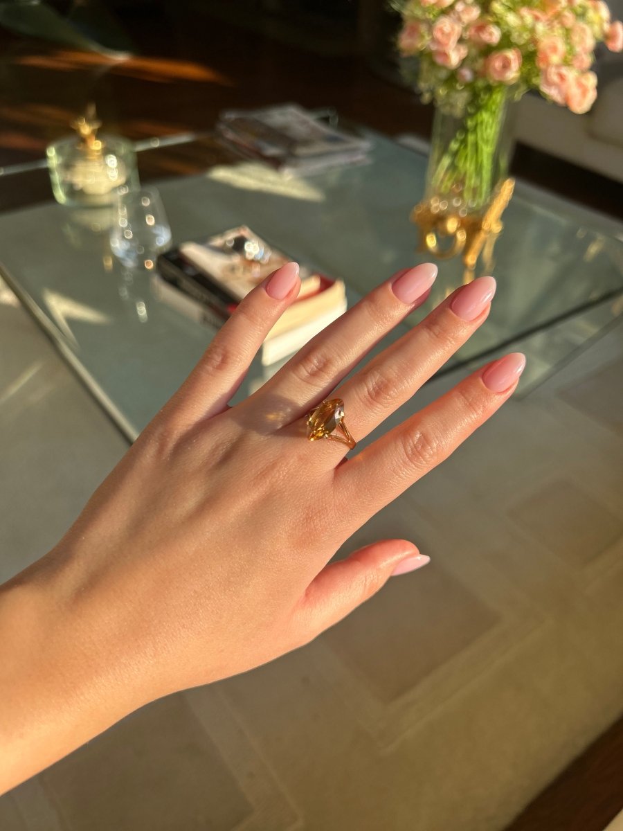 Bague - Or jaune et citrine - Castafiore