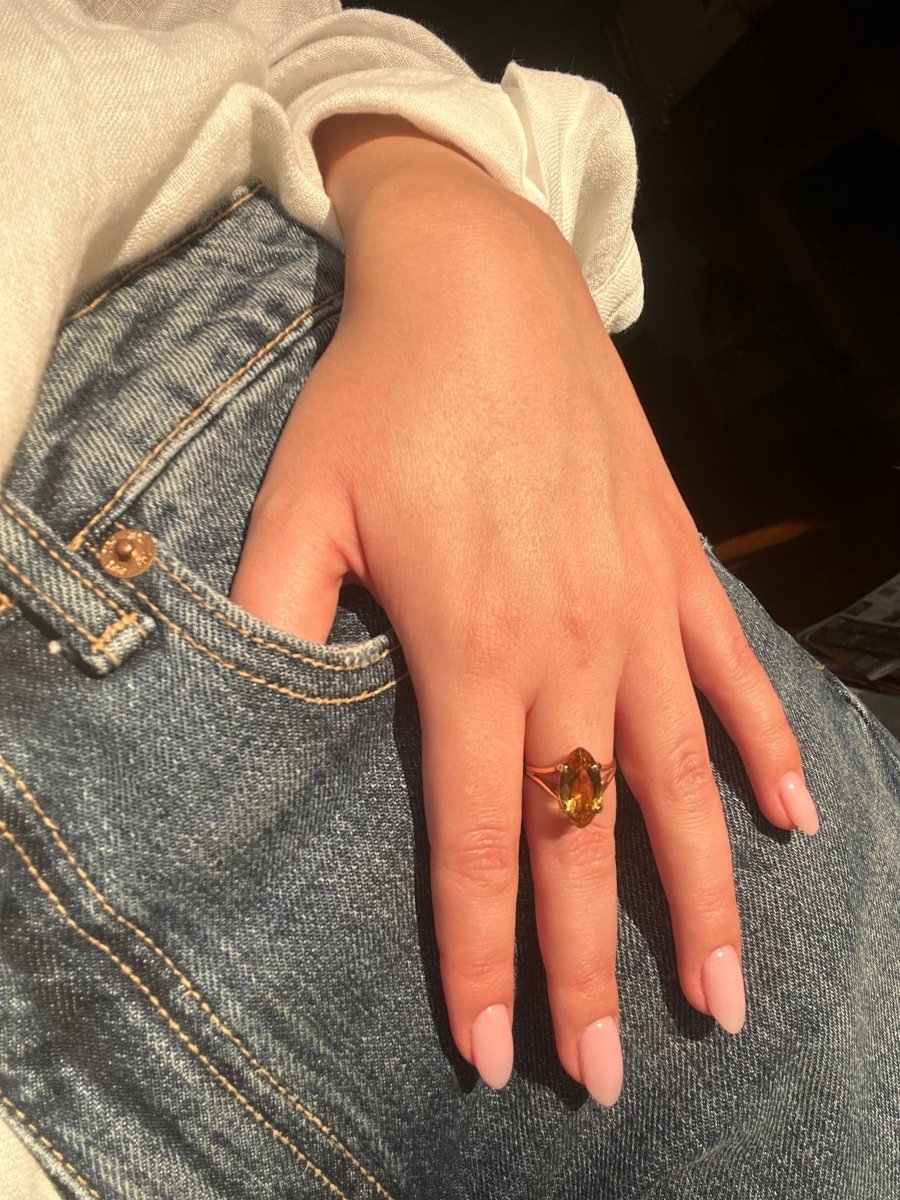 Bague - Or jaune et citrine - Castafiore