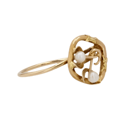 Bague or jaune, or rose et perle - Castafiore