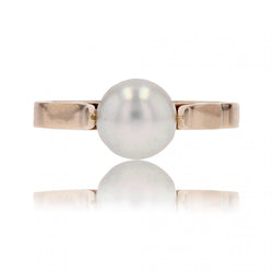 Bague or jaune perle de culture solitaire - Castafiore