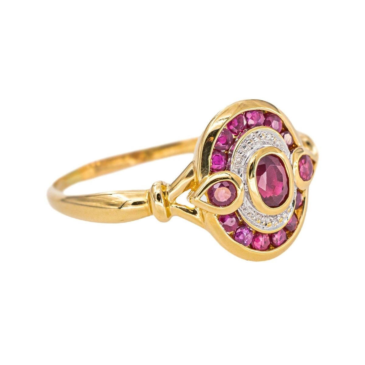 Bague Or jaune Rubis traité - Castafiore