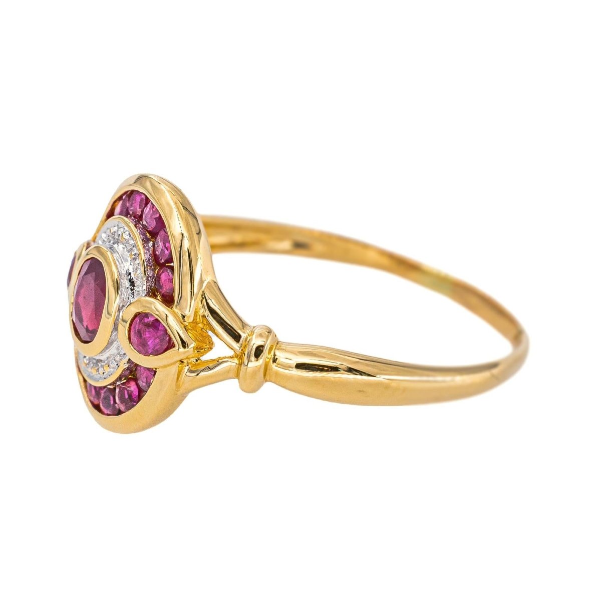 Bague Or jaune Rubis traité - Castafiore