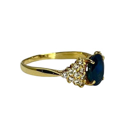 Bague or jaune saphir 1,5 ct et diamants 0,30 ct - Castafiore
