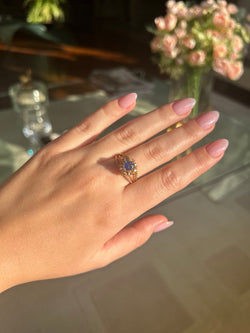 Bague - Or jaune, saphir et diamants - Castafiore