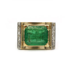 Bague - Or, Platine, Diamants & Emeraude - Castafiore