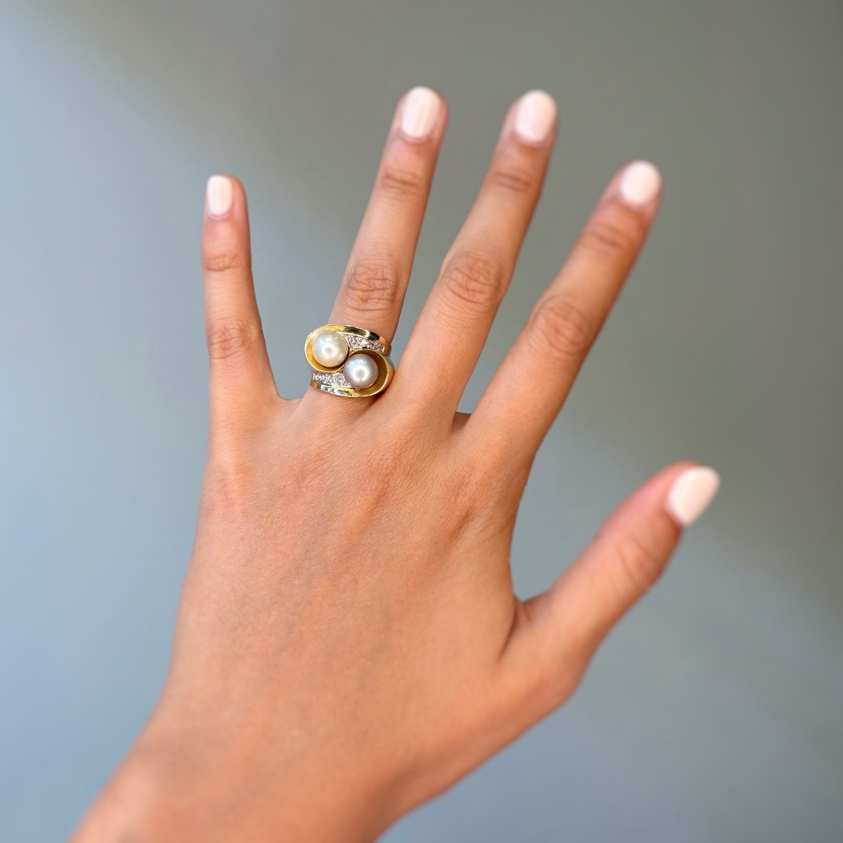 Bague - Or, Platine, Diamants & Perles Fines - Castafiore