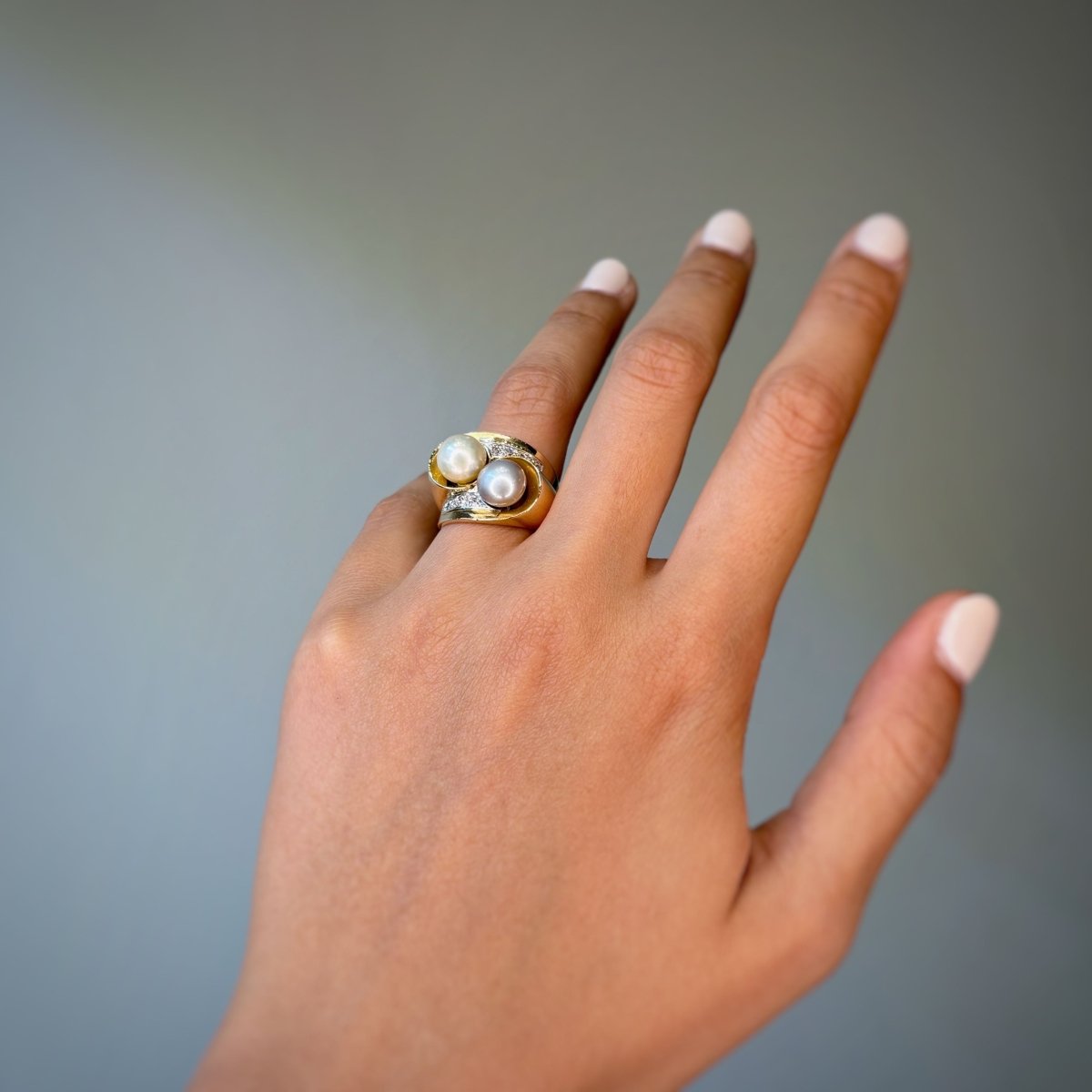 Bague - Or, Platine, Diamants & Perles Fines - Castafiore