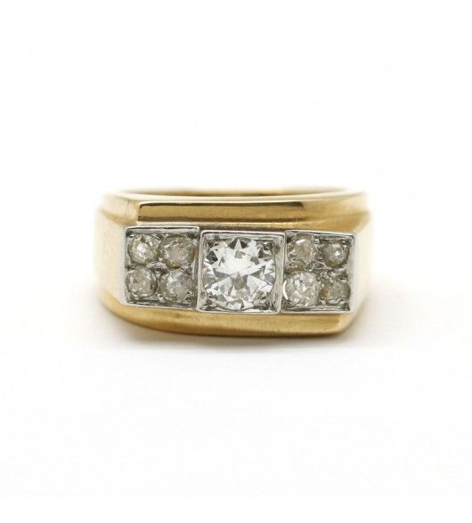 Bague - Or. Platine Et Diamants - Castafiore