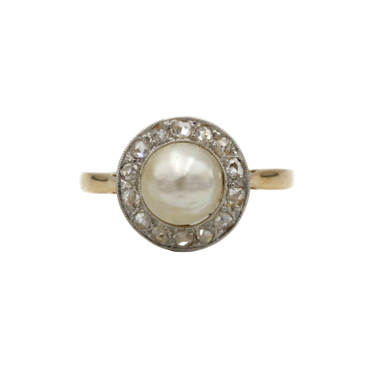 Bague - Or, platine, perle et diamants - Castafiore