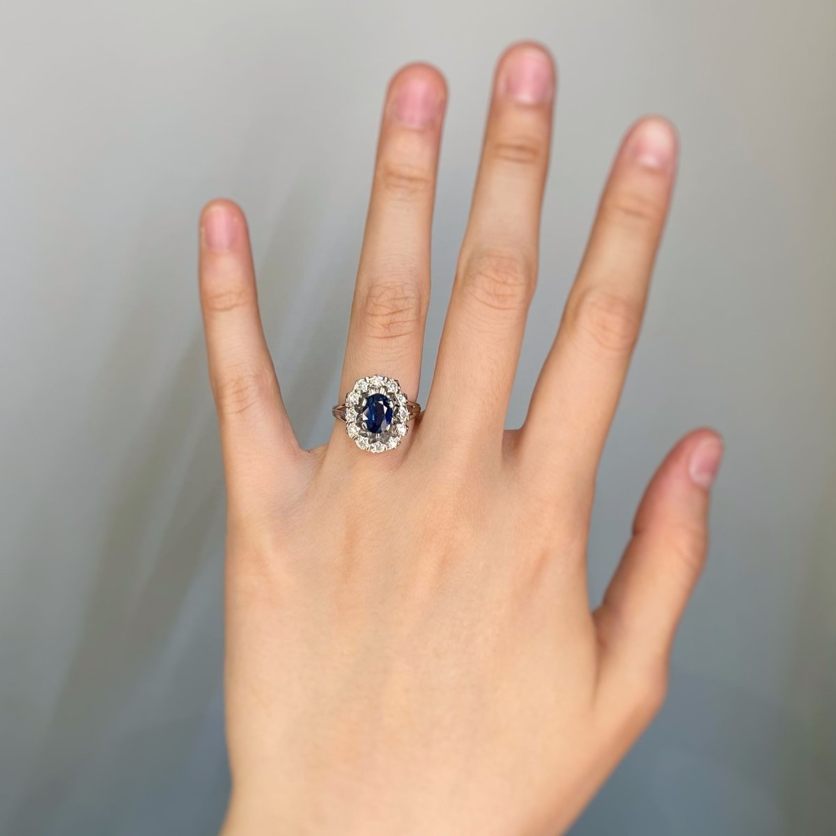 Bague - Or, Platine, Saphir & Diamants