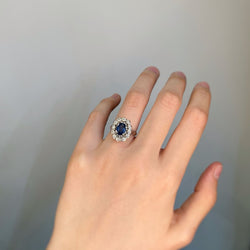 Bague - Or, Platine, Saphir & Diamants
