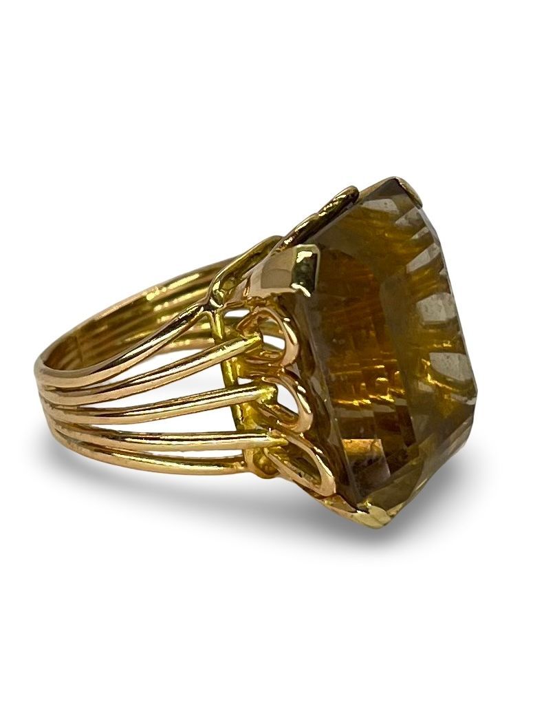 Bague or rose et quartz fumé 20 ct - Castafiore