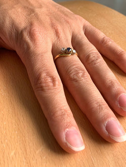 Bague Or Saphirs Blancs Et Bleu - Castafiore