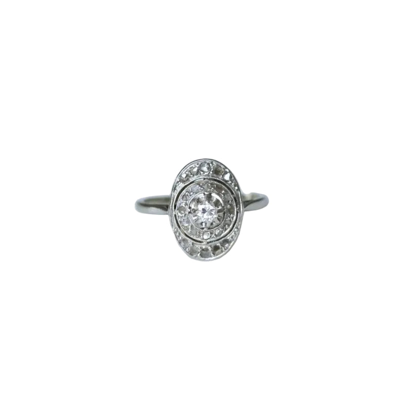 Bague Ovale Art Deco Diamants - Castafiore