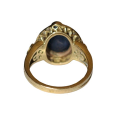 Bague ovale cabochon de saphir et diamants - Castafiore