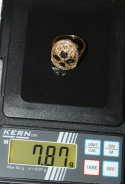 Bague ovale or jaune saphirs et diamants - Castafiore