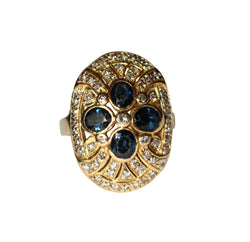 Bague ovale or jaune saphirs et diamants - Castafiore