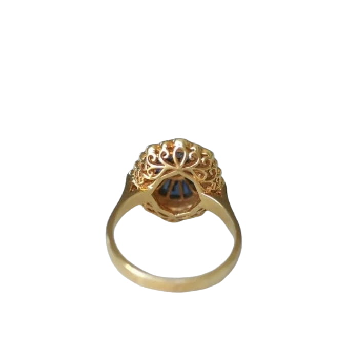Bague Ovale Style Art Deco Diamants et Saphirs - Castafiore