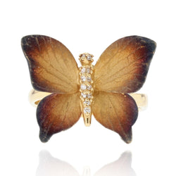 Bague papillon en émail et diamants - Castafiore