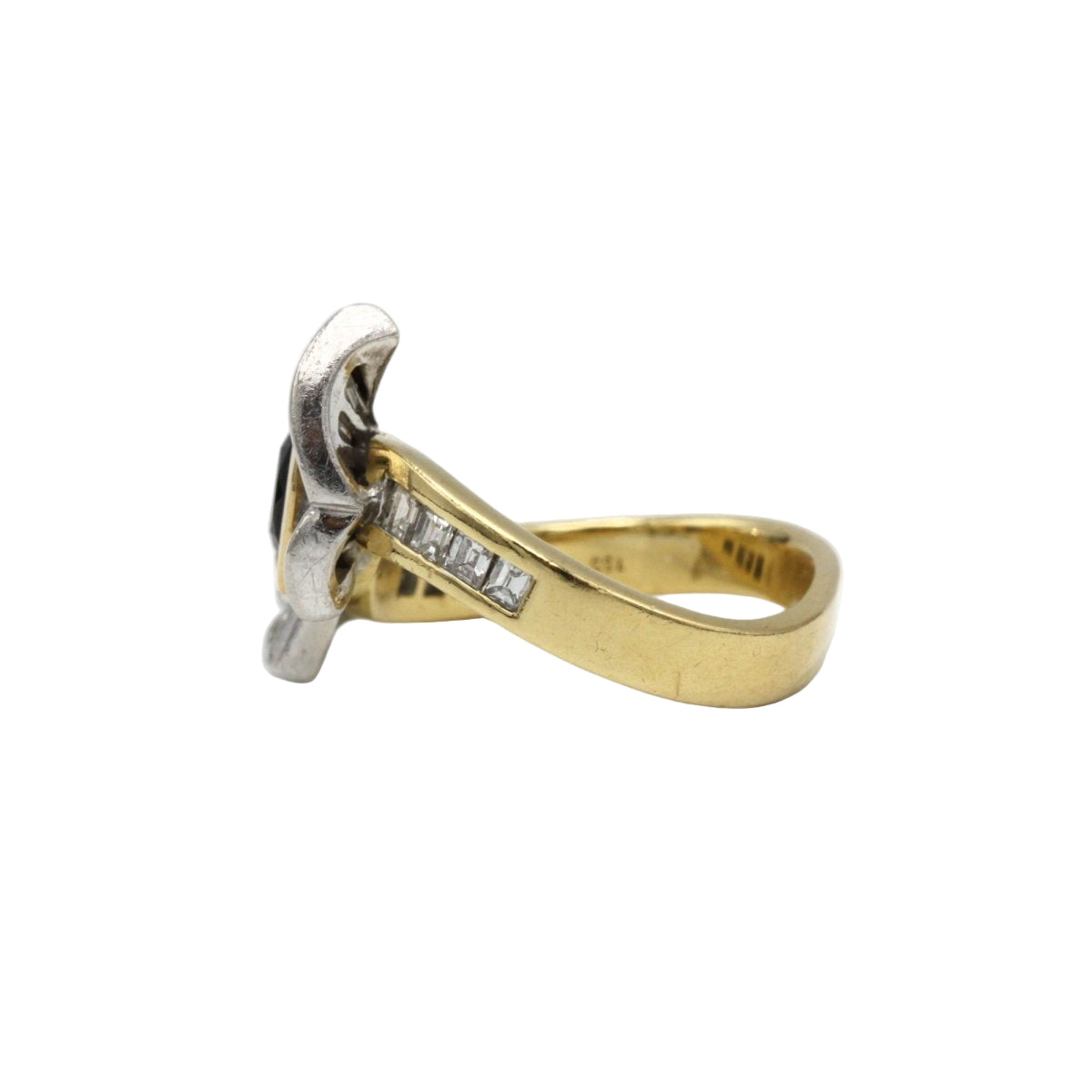 Bague Papillon en or jaune et platine avec saphir et diamants - Castafiore