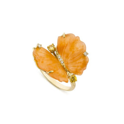 Bague Papillon en or jaune, quartzites et diamants - EU54 - Castafiore