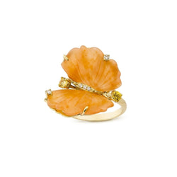 Bague Papillon en or jaune, quartzites et diamants - EU54 - Castafiore