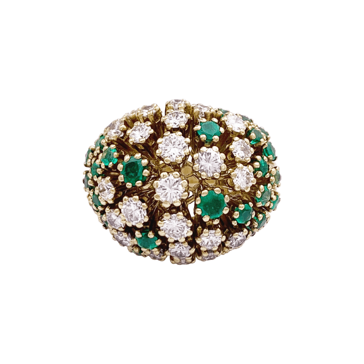 Bague PATEK PHILIPPE en or jaune, émeraudes et diamants - Castafiore