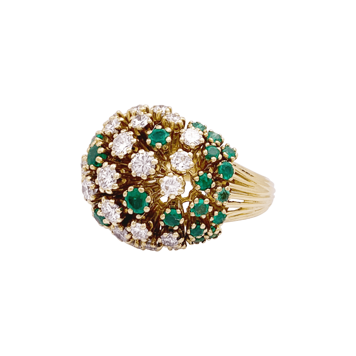 Bague PATEK PHILIPPE en or jaune, émeraudes et diamants - Castafiore