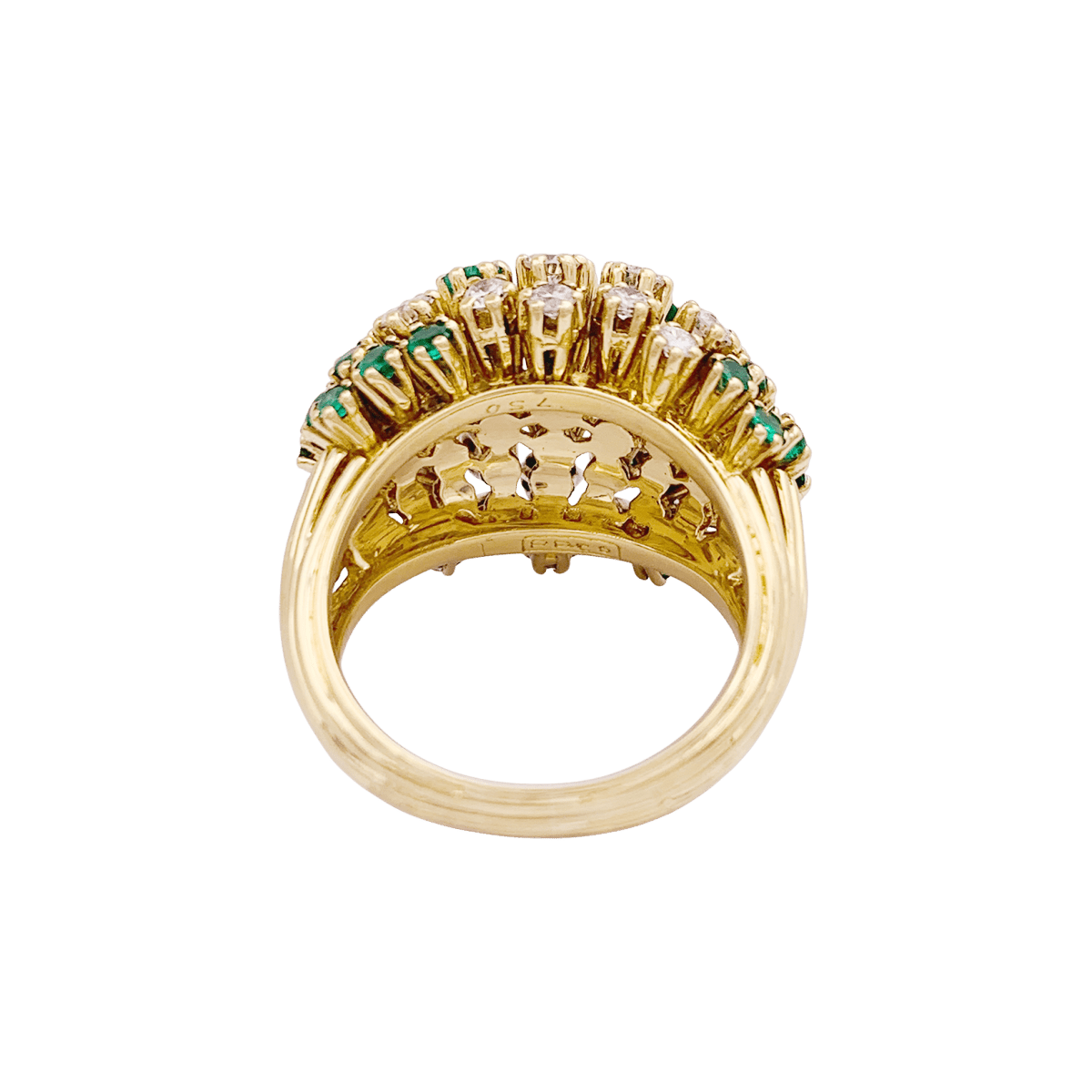 Bague PATEK PHILIPPE en or jaune, émeraudes et diamants - Castafiore