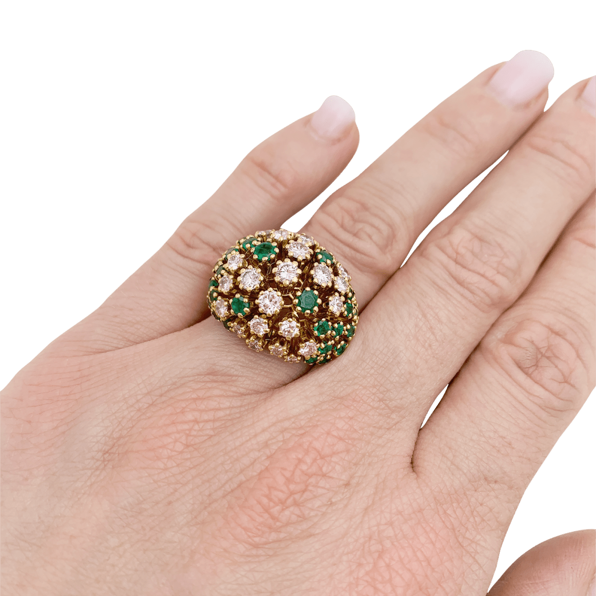 Bague PATEK PHILIPPE en or jaune, émeraudes et diamants - Castafiore