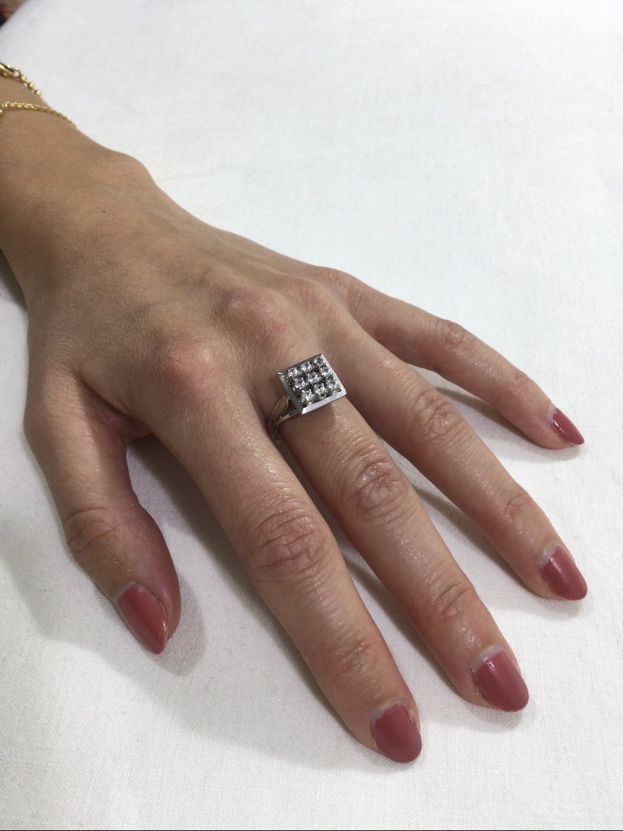 Bague Pavage Diamants Et Or Blanc - Castafiore