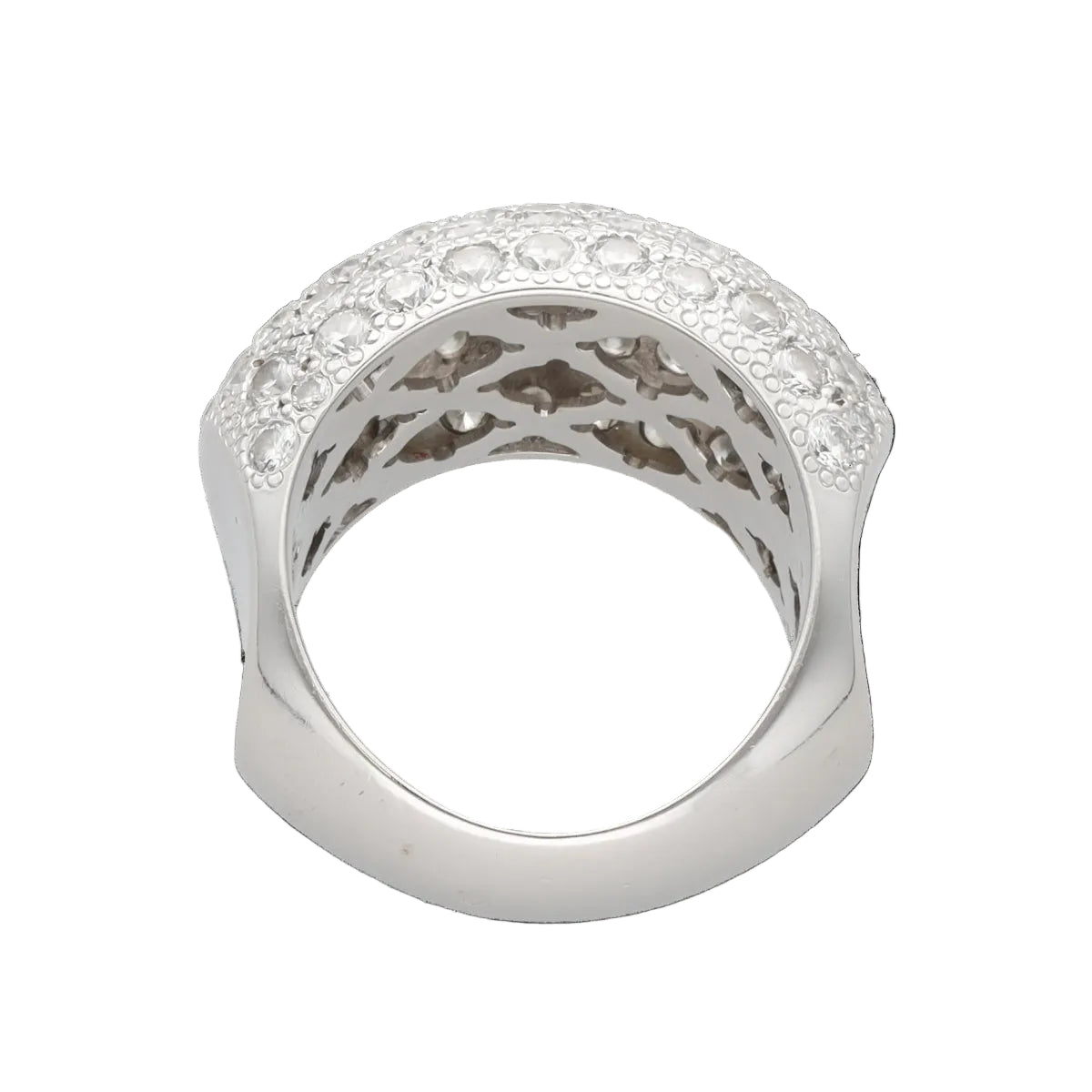 Bague Pavée de Diamants Vers 2000 – Or Gris 18k – 3,00 ct G-VS – Taille 53-54