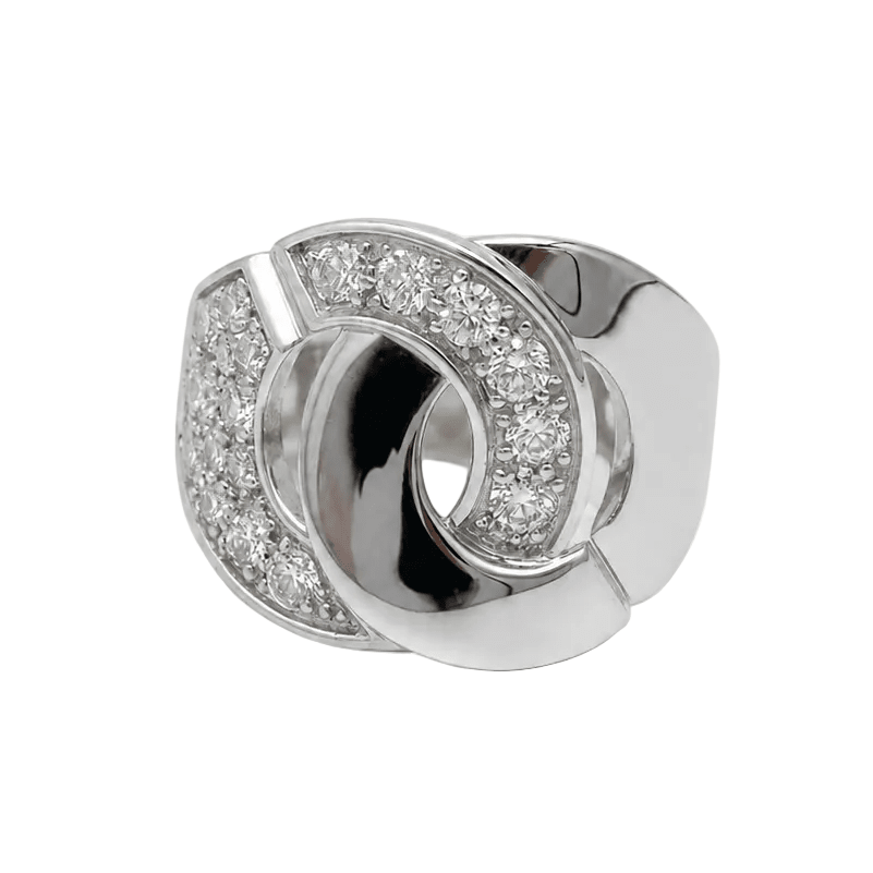 Bague Pavée DINH VAN "Menottes" en or blanc et diamants - Castafiore