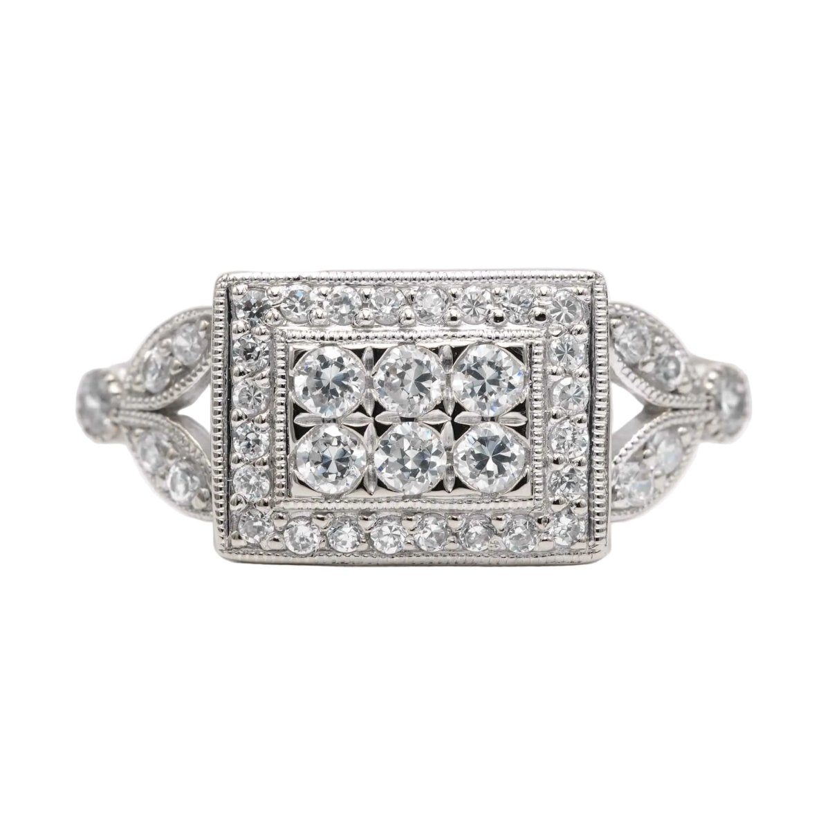 Bague Pavée en or blanc et zirconiums - Castafiore