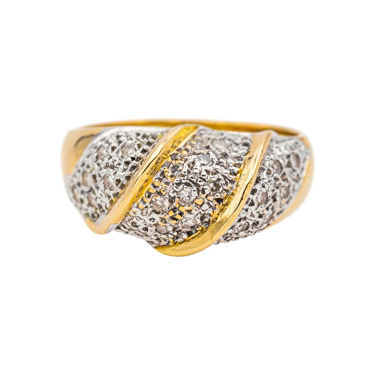 Bague Pavée en or blanc, or jaune et diamants - Castafiore