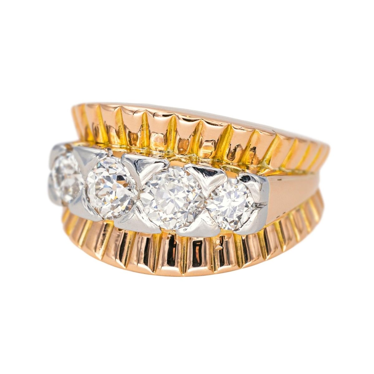 Bague Pavée en or blanc, or rose et diamants - Castafiore