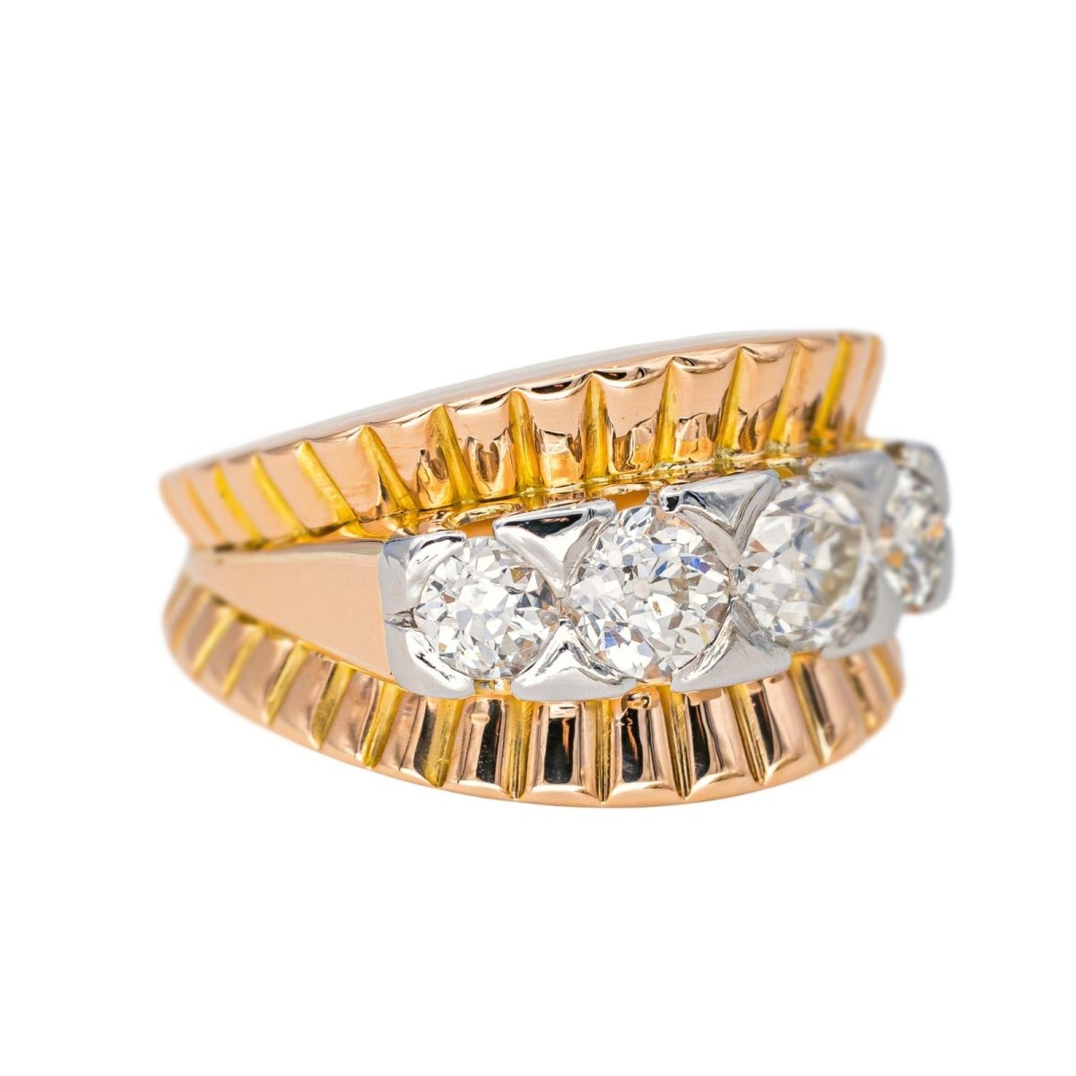Bague Pavée en or blanc, or rose et diamants - Castafiore