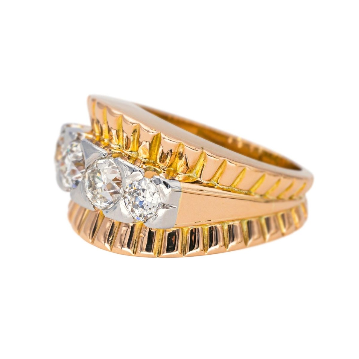 Bague Pavée en or blanc, or rose et diamants - Castafiore