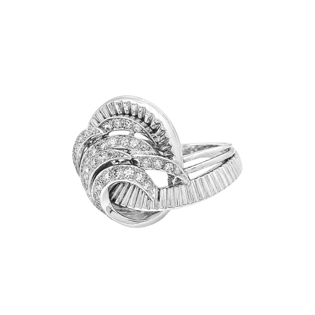 Bague Pavée en or blanc, platine et diamants - Castafiore