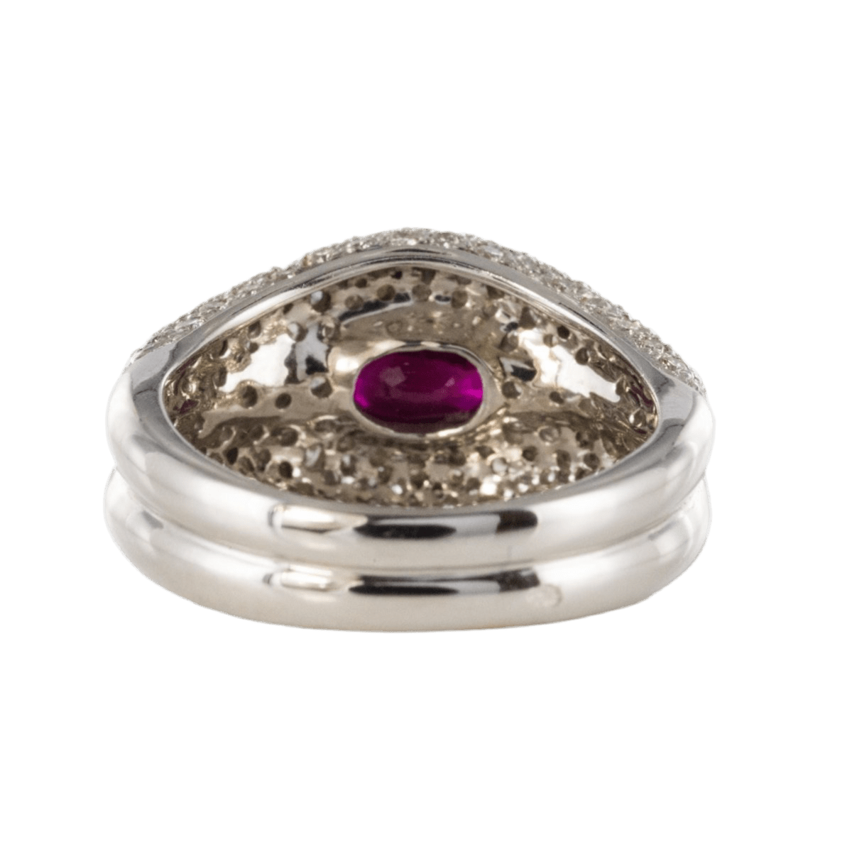 Bague Pavée en or blanc, rubis et diamants - Castafiore