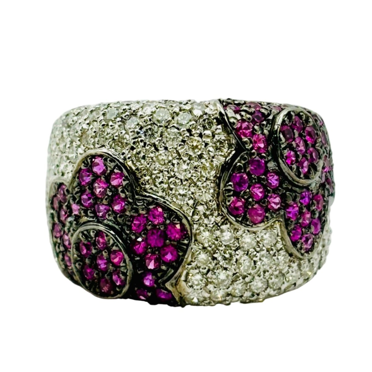Bague Pavée en or blanc, rubis et diamants - Castafiore